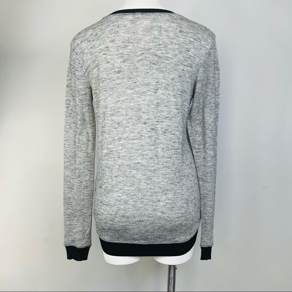 ARITZIA Wilfred High Low Crewneck Sweater Gray Black Color Block Trim XS Casual - Picture 6 of 13